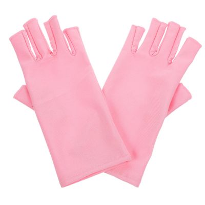 Housoutil Pink UV-Protective Half-Finger Manicure Gloves