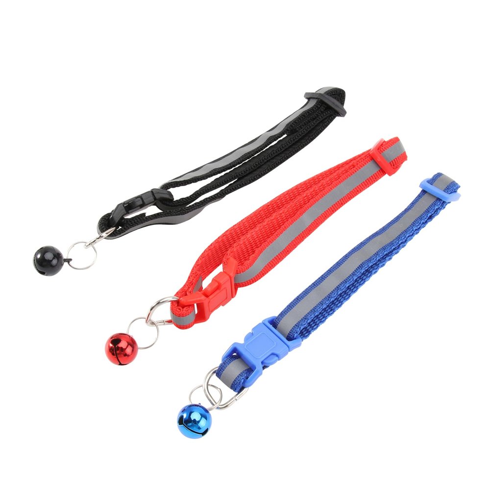 3-Pack Adjustable Reflective Pet Collars with Bells