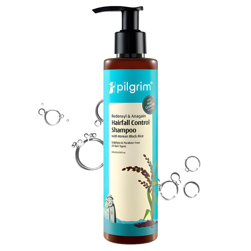Pilgrim Redensyl & Anagain Anti-Hair Loss Shampoo, 200 ml, Black Rice for Men and Women
