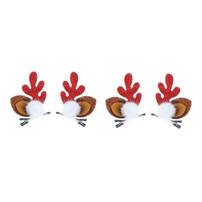 Christmas Hair Clips, 2 Pairs, Plastic Antler Design for Halloween Parties