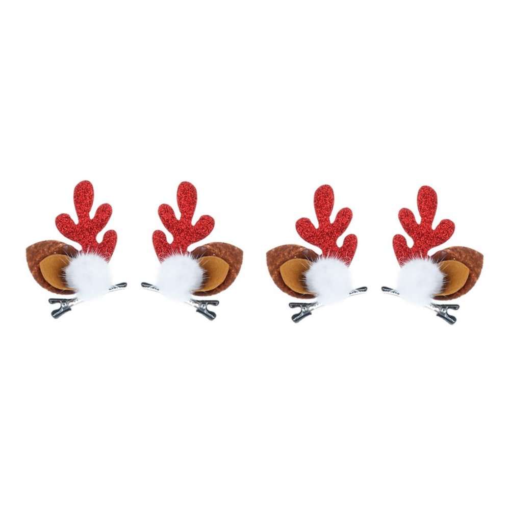 Christmas Hair Clips, 2 Pairs, Plastic Antler Design for Halloween Parties