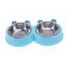 Blue Double Dog Bowl Set, Stainless Steel and Plastic view 1