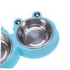 Blue Double Dog Bowl Set, Stainless Steel and Plastic view 3