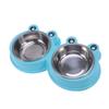 Blue Double Dog Bowl Set, Stainless Steel and Plastic view 4