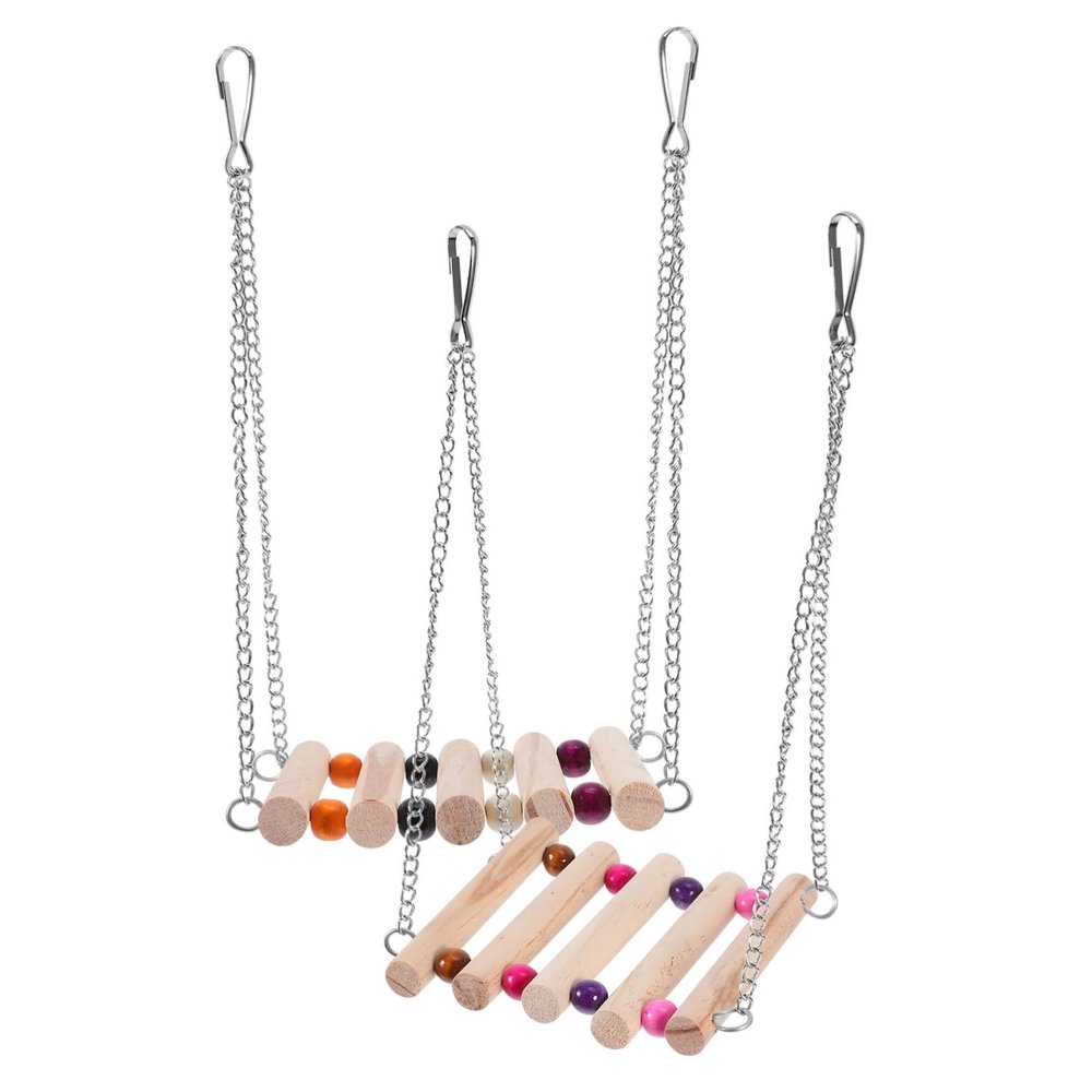 DOITOOL 2-Pack Parrot Swing with Chain and Wooden Bridge