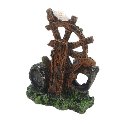Housoutil Vintage Windmill Wine Bucket Resin Aquarium Hideout and Decoration