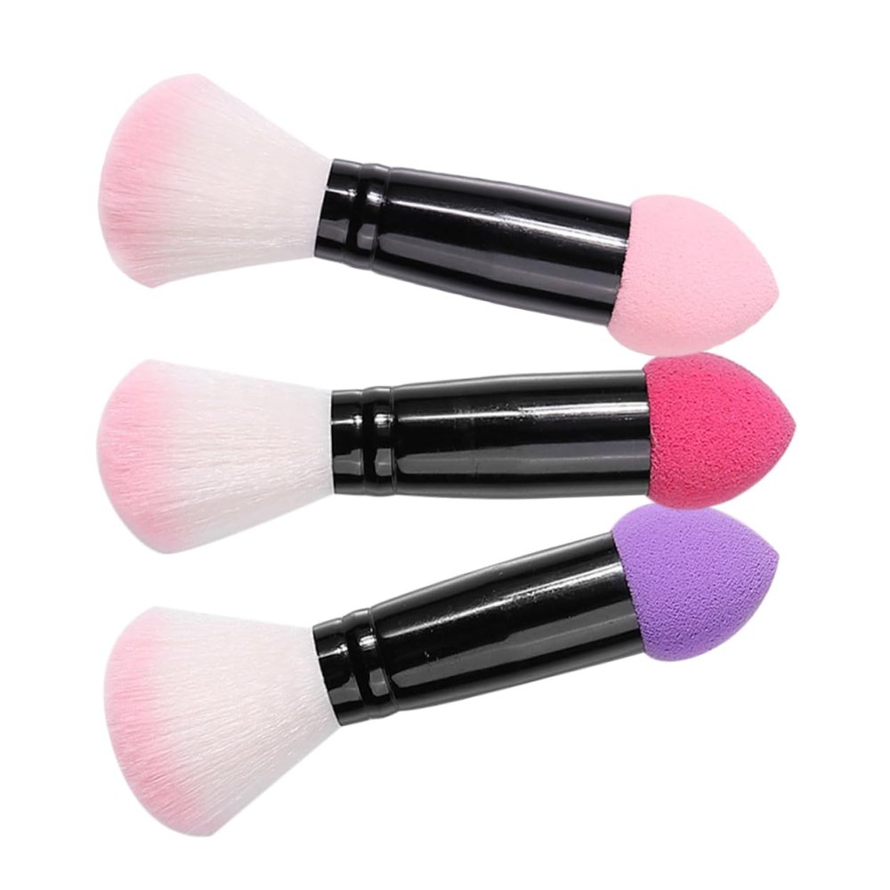 Beavorty 3-Piece Double-Ended Makeup Brush Set for Blush, Powder and Contouring