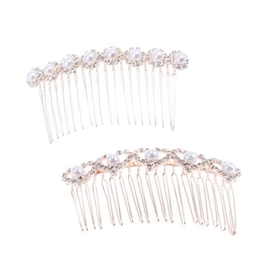 2-Piece Alloy Bridal Hair Comb Set with Pearls and Rhinestones