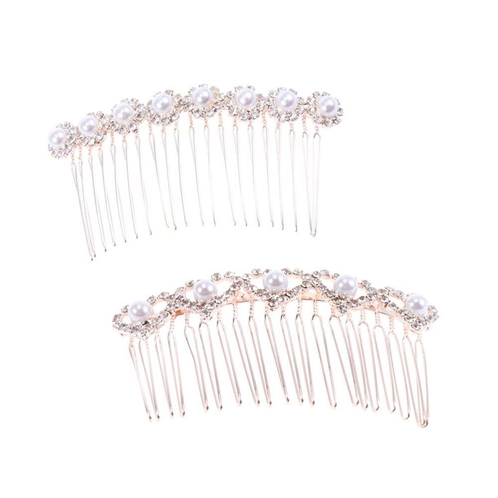 2-Piece Alloy Bridal Hair Comb Set with Pearls and Rhinestones