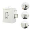 Housoutil Sealed Iron Dog Food Bucket, White, 1 Set view 2
