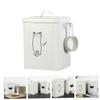 Housoutil Sealed Iron Dog Food Bucket, White, 1 Set view 4