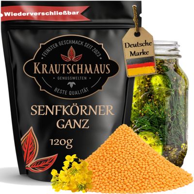 120g Krautschmaus Mustard Seeds for Seasoning, Cooking, Pickling and Marinades, No Additives