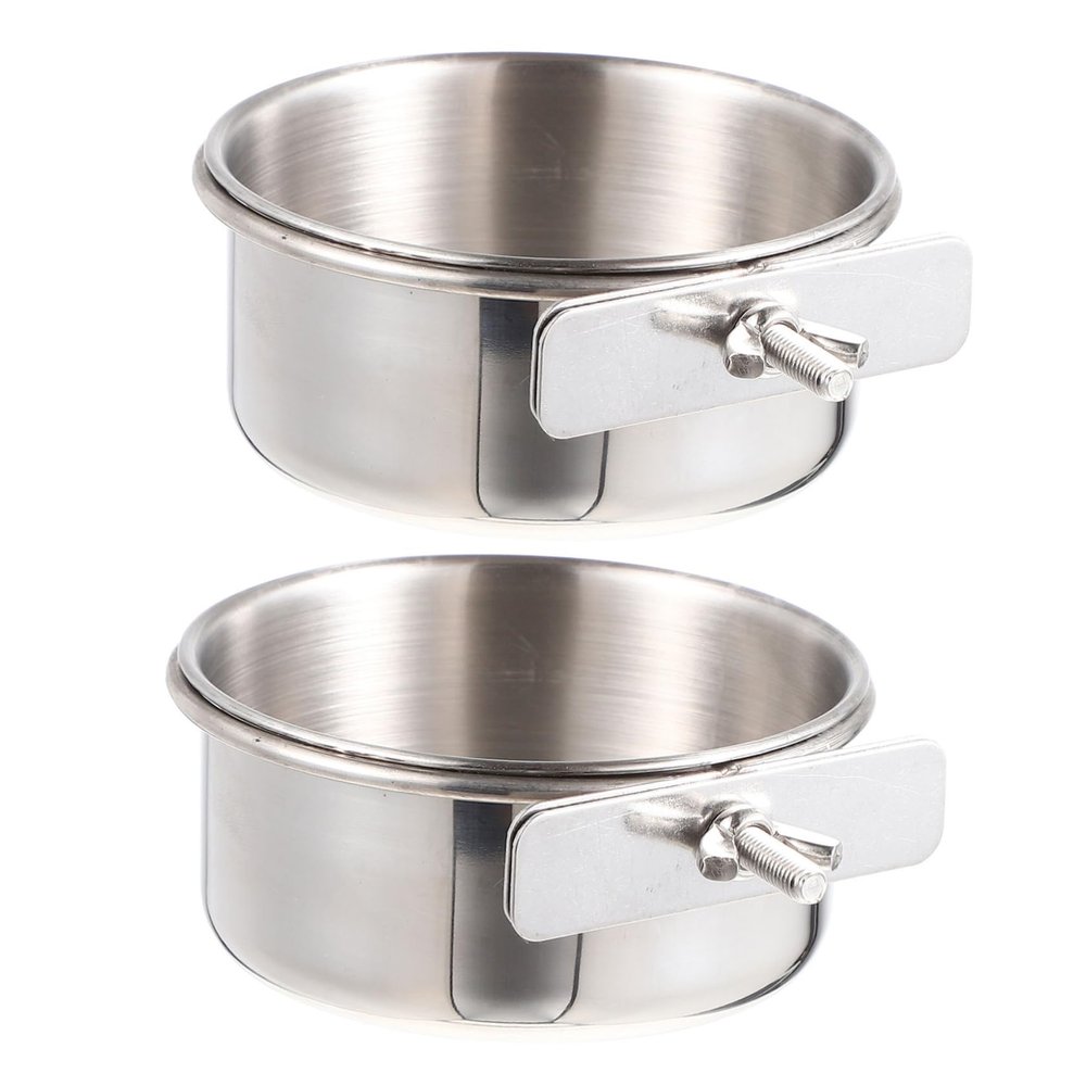 FRCOLOR 2-Pack Stainless Steel Hanging Bird Bowls for Cages