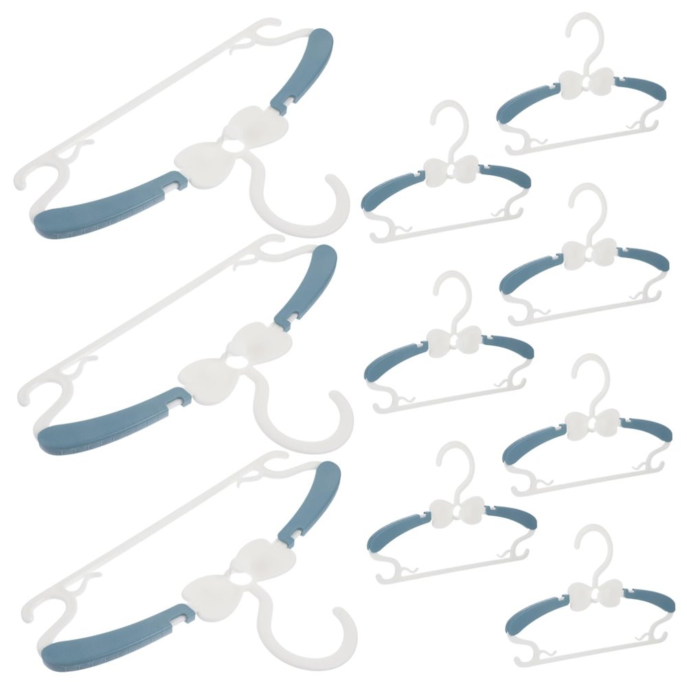 CAXUSD 10-Pack Extendable Children's Clothes Hangers, PP, Non-Slip, Blue
