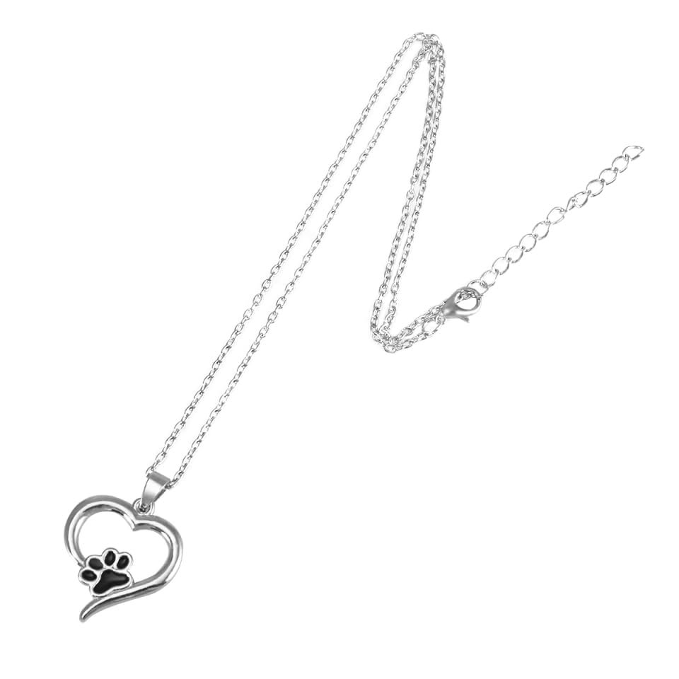 FRCOLOR Pet Necklace with Heart and Paw Pendant for Dogs and Cats