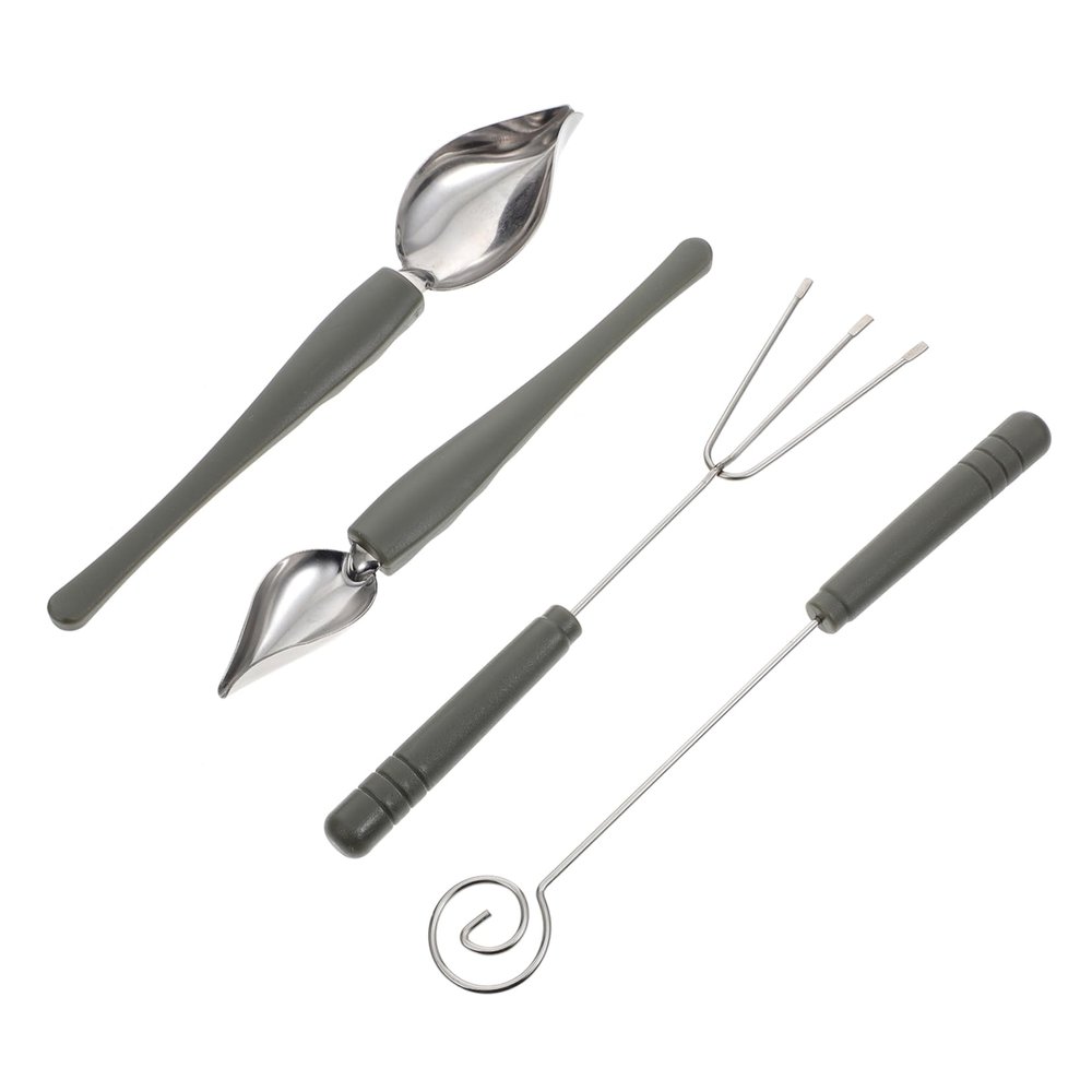 4-Piece Stainless Steel and PP Chocolate Dipping Spoons
