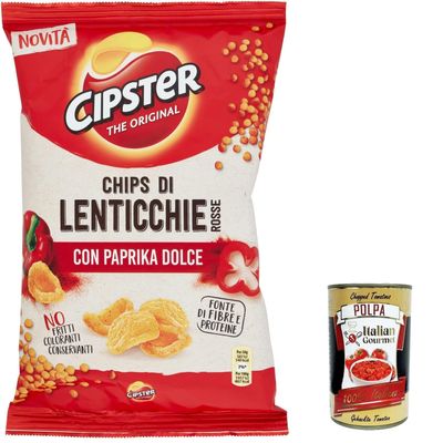 Italian Gourmet Red Lentil Chips with Paprika, 20 x 80 g