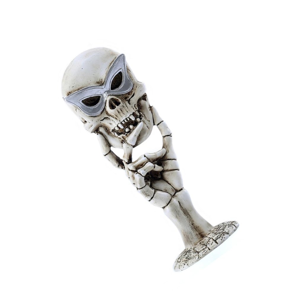 Halloween Party Skull Cosmetic Mirror, White Resin Tabletop Mirror