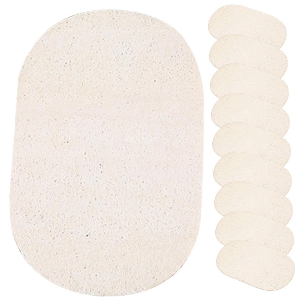 CAXUSD Natural Luffa Sponge, 10-Pack, White, 12 x 8 cm, for Kitchen
