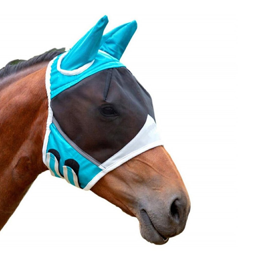 vreplrse Breathable, Easy-to-Use Fly Mask for Horses, Blue, M