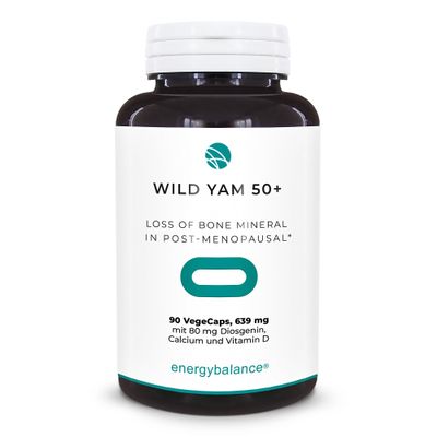 WILD YAM 50+ with 80 mg Yam Diosgenin, Calcium and Vitamin D, 90 VegeCaps