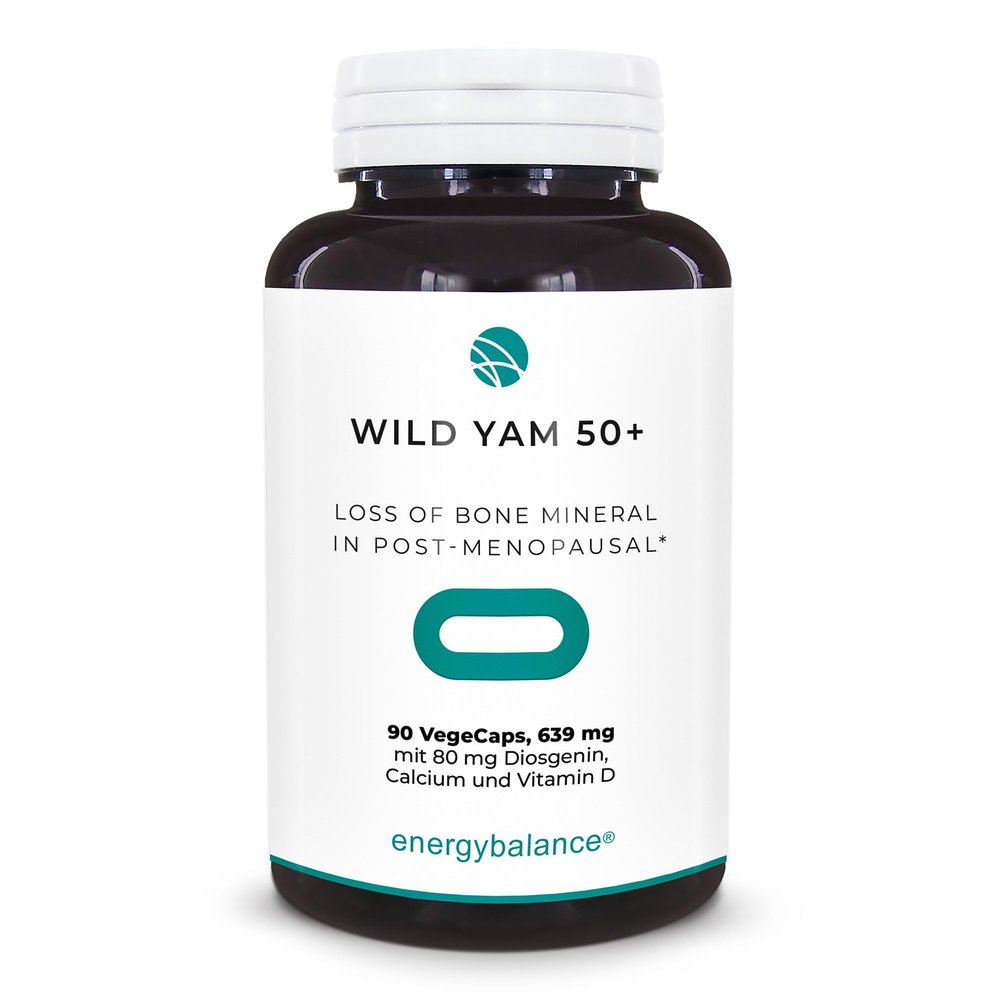 WILD YAM 50+ with 80 mg Yam Diosgenin, Calcium and Vitamin D, 90 VegeCaps