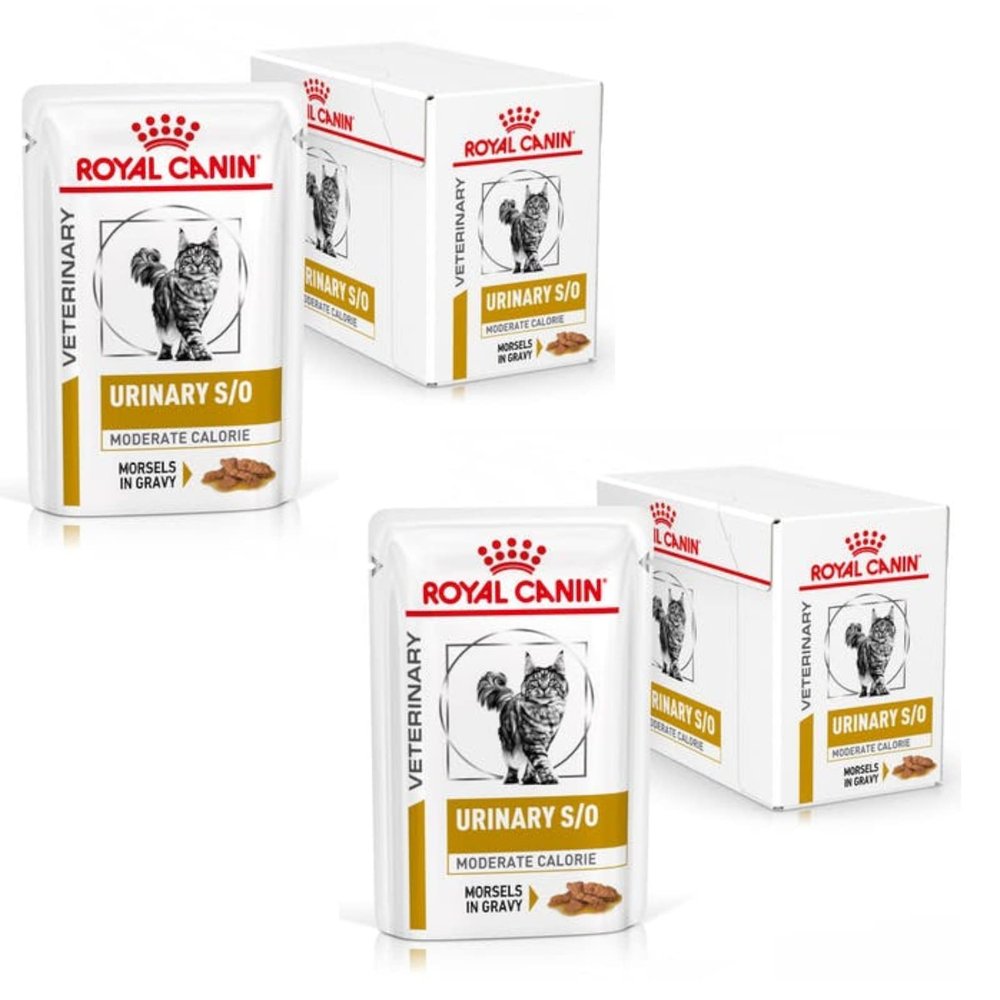 Royal Canin Veterinary Urinary S/O Moderate Calorie | Twin Pack | 2 x 12 x 85 g | Dietetic Complete Food for Cats | For Dissolution of Struvite Stones | Low RSS Value