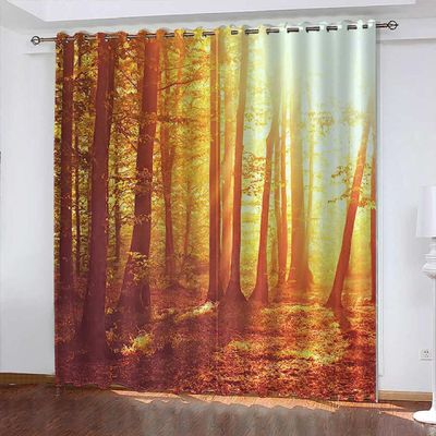 Noise-Reducing Blackout Curtains for Boys' Room, 2-Piece Set, 150 x 166 cm, 3D Tree Print