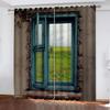 3D Retro Window Grass Blackout Curtains, 150 x 166 cm view 1