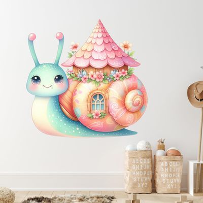 GRAZDesign Cute Snail Wall Decal for Girls' Room – Self-Adhesive Wall Sticker – 51 x 50 cm