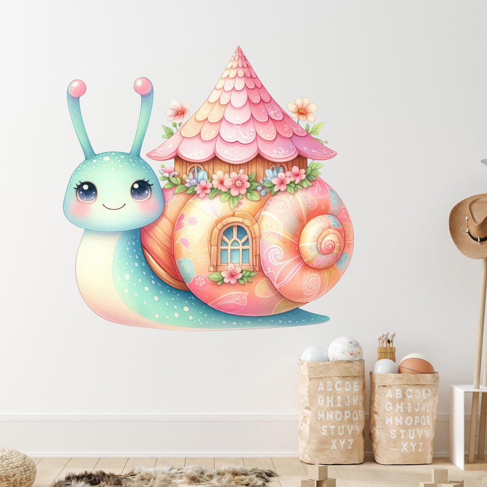 GRAZDesign Cute Snail Wall Decal for Girls' Room – Self-Adhesive Wall Sticker – 51 x 50 cm