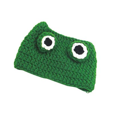 Hand-Knitted Cat Hat for Pets, Green, Size S 22–24