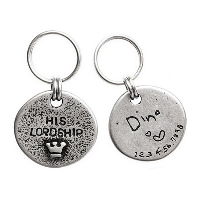 Artistic Handmade Hammered Dog Tag with Deep Personalized Engraving (HISLORDSHIP)