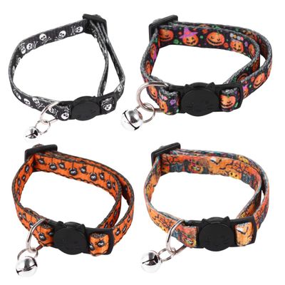 Angoily 4-Piece Halloween Pet Collars with Bells