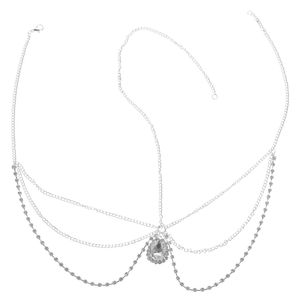 Crystal Tassel Forehead Chain, Teardrop Shape, Alloy, White