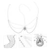 Crystal Tassel Forehead Chain, Teardrop Shape, Alloy, White view 2
