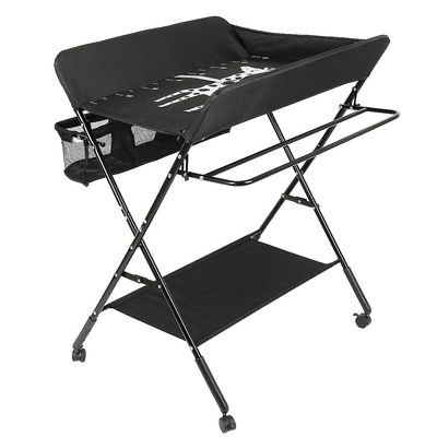 Foldable Portable Baby Changing Table, Height-Adjustable, Black