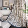 AMDXD Beige and Blue Blackout Curtains for Kids’ Room, Blue Rose Floral Pattern, Cotton Linen, 150 x 200 cm (W x H) view 2