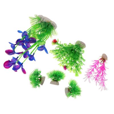 FRCOLOR 6-Piece Artificial Aquarium Plants, Realistic Plastic Decorations for Fish Tanks and Aquascaping