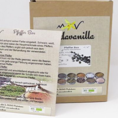 Pepper Box – Gift Box with 4 Pepper Varieties + 200 g Info/Recipe Flyer
