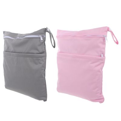 ibasenice 2-Piece Reusable Baby Diaper Storage Bags with Zipper Compartments, Machine-Washable