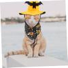 Angoily 1 Set Cat Halloween Costume with Hat and Pumpkin Bandana for Dogs view 3