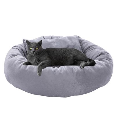 ZHULONGRUSHUI Round Cozy Pet Bed, Gray