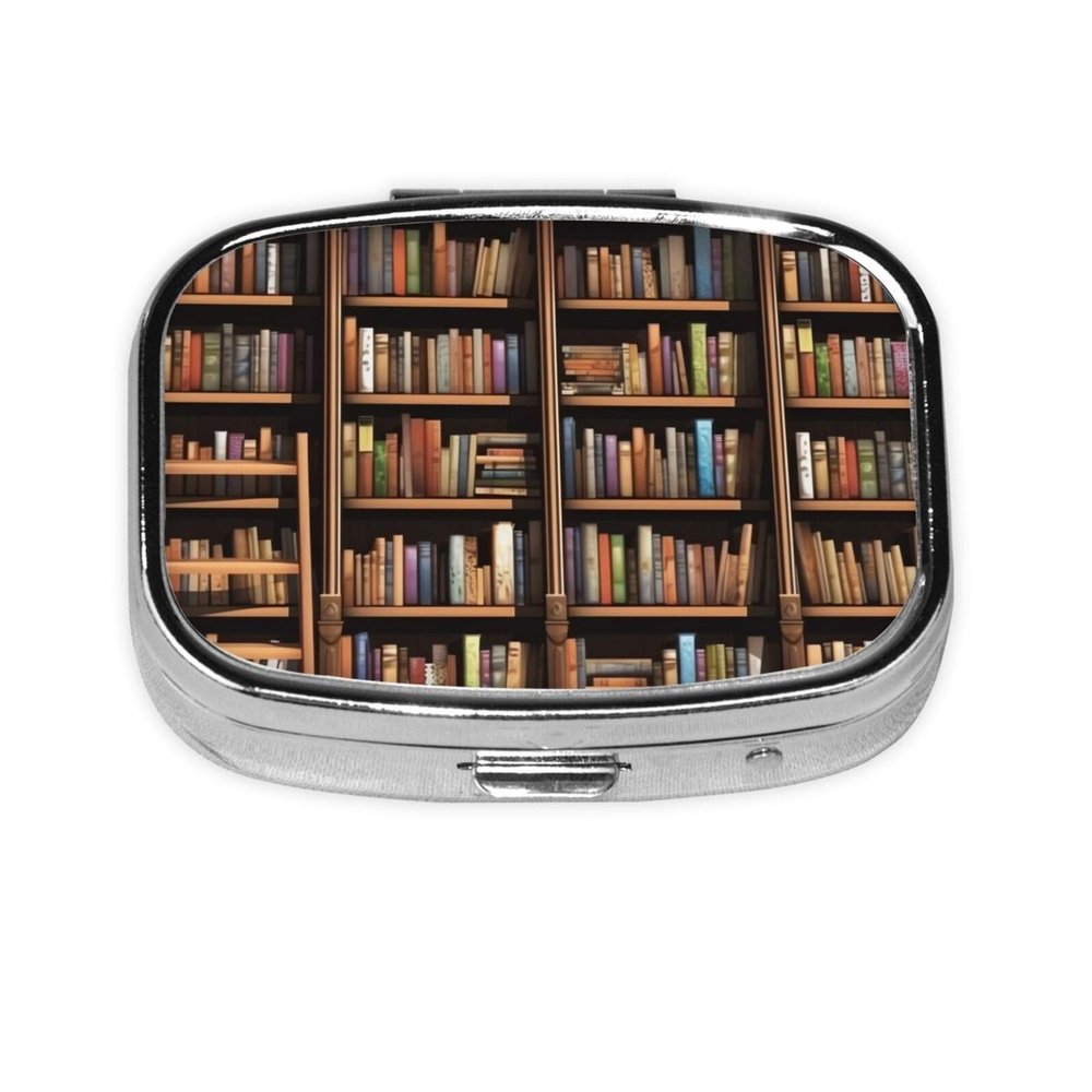 Metal Pill Case with Mirror, Portable Travel Pill Organizer
