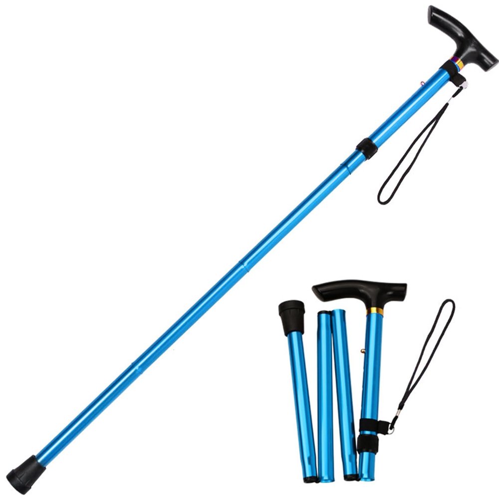 Foldable Walking Cane, Easily Adjustable, Portable, for Men, Women, and Older Adults (Blue, 27 cm/11 in)