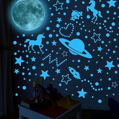 DEARMAMY Glow-in-the-Dark Unicorn Wall Stickers for Kids' Rooms