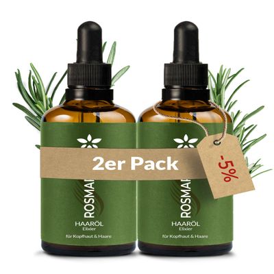 Heldengrün BIO Rosemary+ Hair Oil [HIGHLY CONCENTRATED] Dermatologically Tested - Natural Hair Booster with Jojoba & Rosemary - Rosemary Oil for Hair - Essential Oil Blend - 2 x 50 ml
