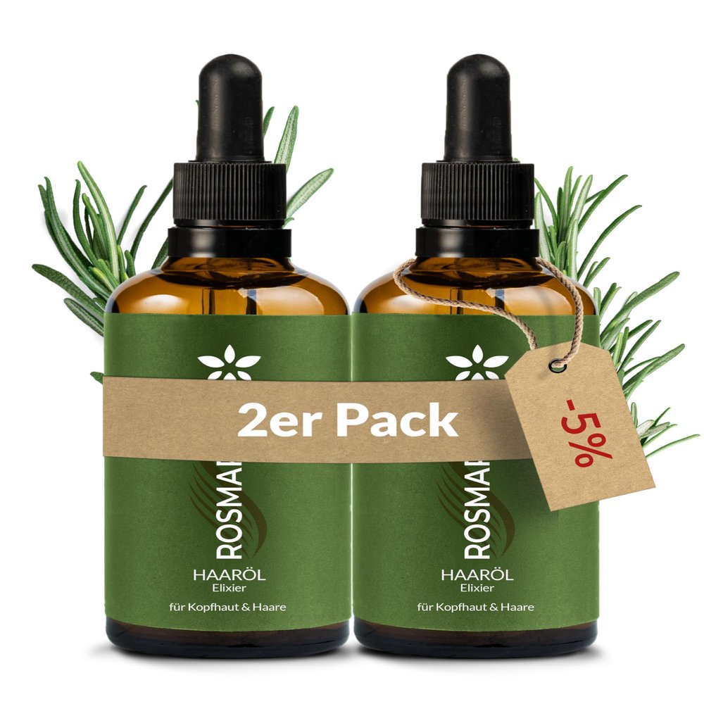 Heldengrün BIO Rosemary+ Hair Oil [HIGHLY CONCENTRATED] Dermatologically Tested - Natural Hair Booster with Jojoba & Rosemary - Rosemary Oil for Hair - Essential Oil Blend - 2 x 50 ml