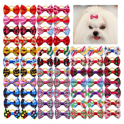 Wisafory 20-Piece Dog Hair Bows with Elastic Bands, 5#