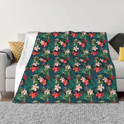 WURTON Summer Flannel Throw Blanket, Hawaiian Print, Anti-Pilling, Lightweight Bed, Couch and Sofa Decor, 101.6 x 50 cm